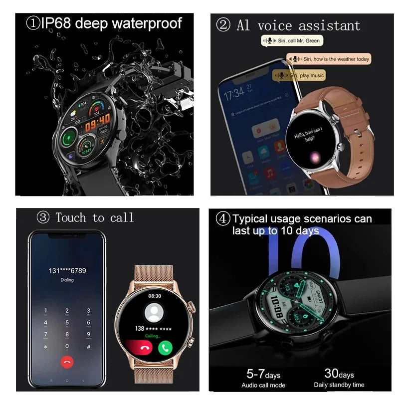 AMOLED Smartwatch – Bluetooth Calling, Heart Rate & IP68 Waterproof | Android & iOS