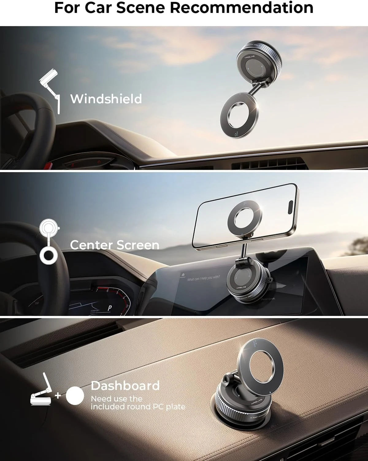 Magnetic Car Phone Holder – Foldable, 360° Adjustable, Universal Mount