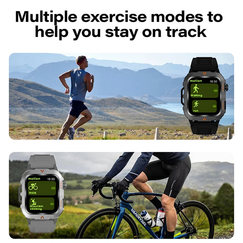 Flashlight Smartwatch Fitness Clock Health Monitor Waterproof Smart Watch BT Call Sports Wrist Watches for Man IOS Android 2026