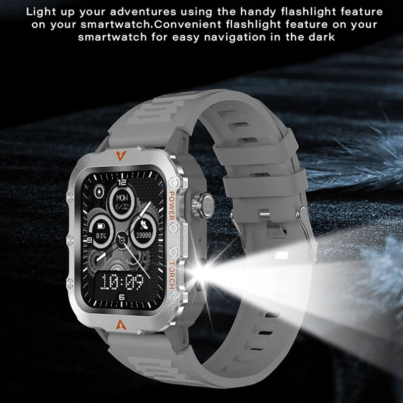 Flashlight Smartwatch Fitness Clock Health Monitor Waterproof Smart Watch BT Call Sports Wrist Watches for Man IOS Android 2026