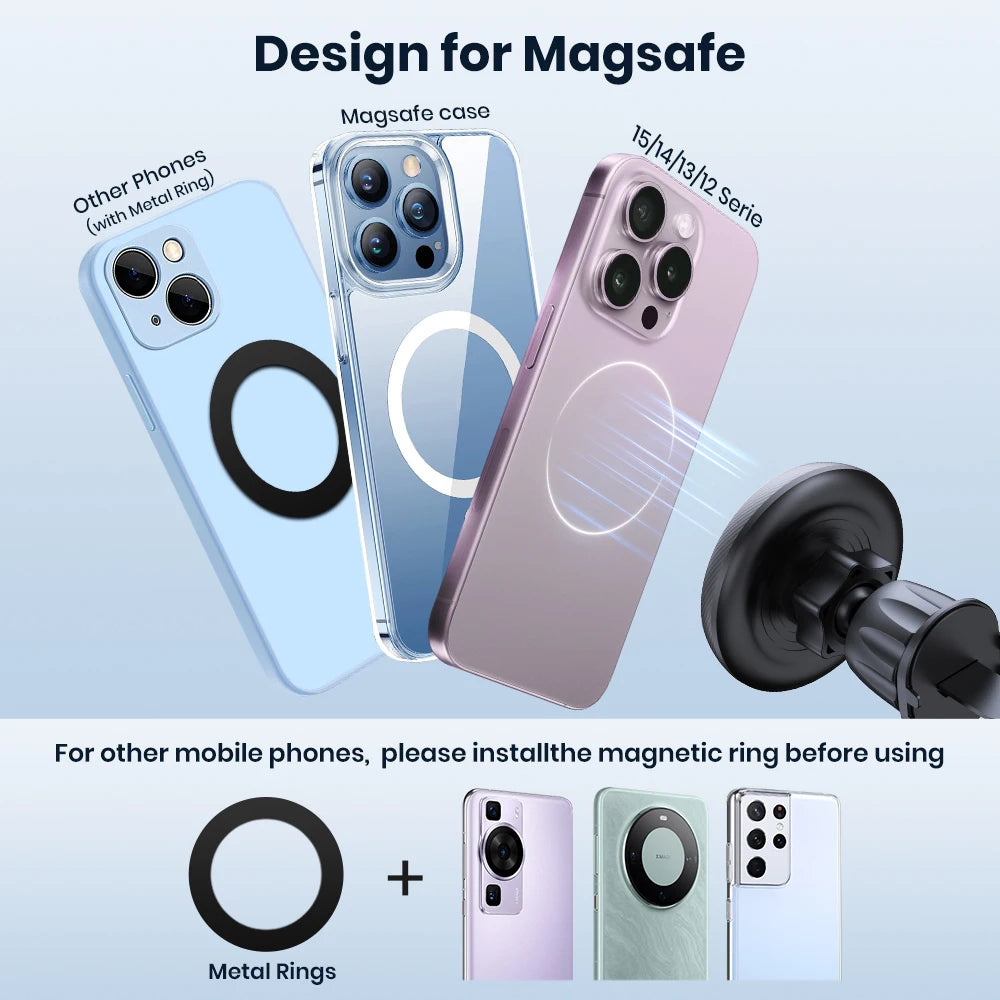 MagSafe Car Phone Holder – Strong Magnet, Single-Hand Operation, Metal Hook