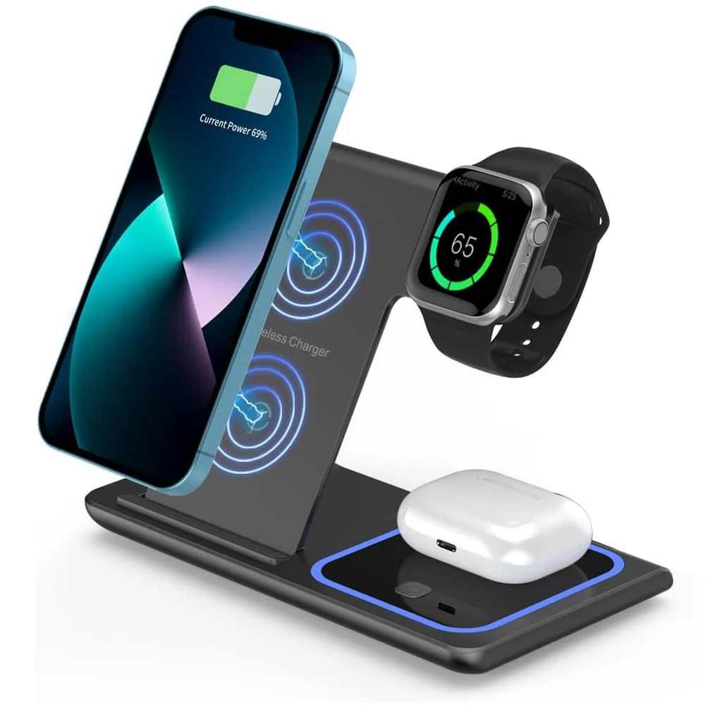 3-in-1 Wireless Charging Station – Fast LED Charger for iPhone, Apple Watch & AirPods