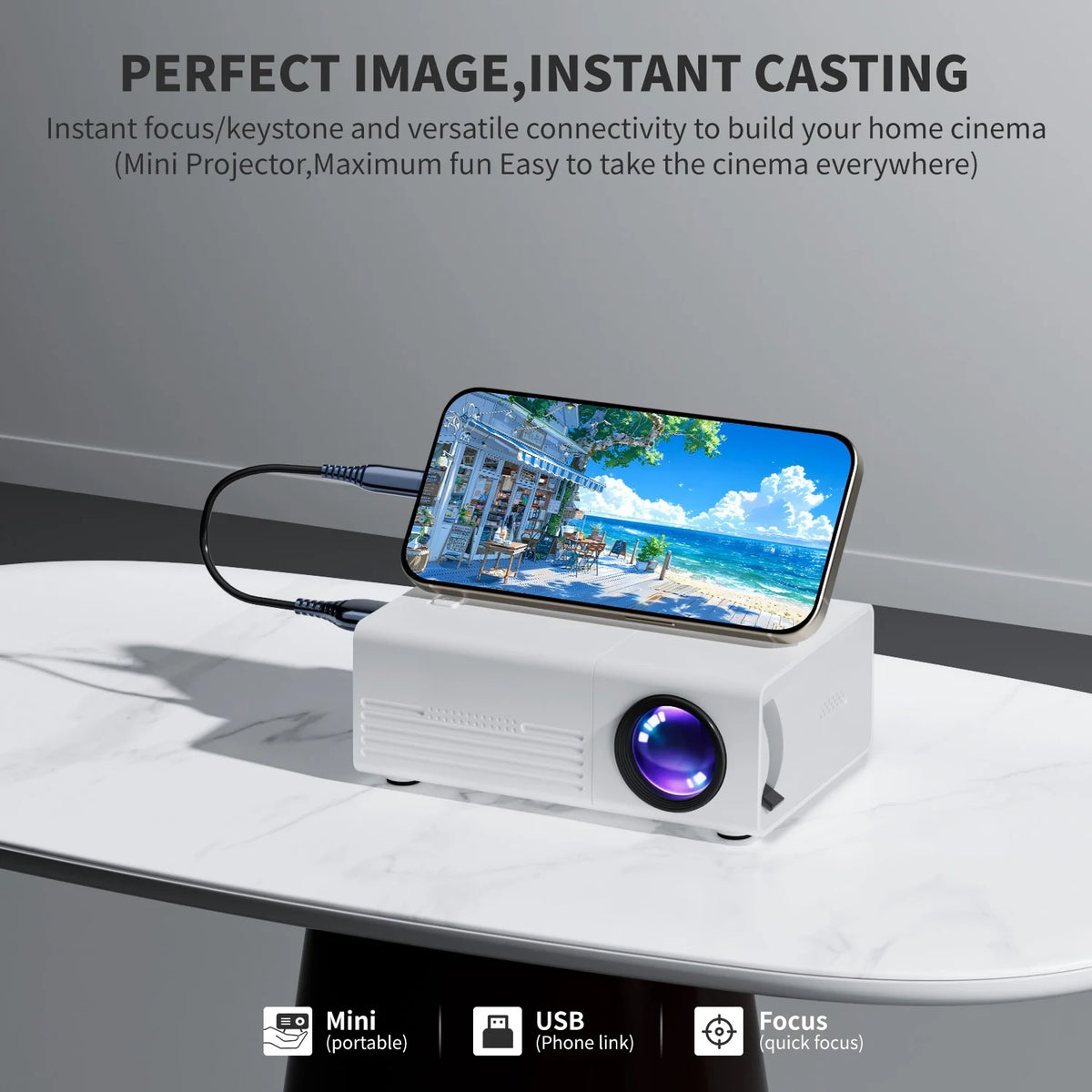 Mini Projector – WiFi & Bluetooth, HD Home Cinema & Outdoor Theatre