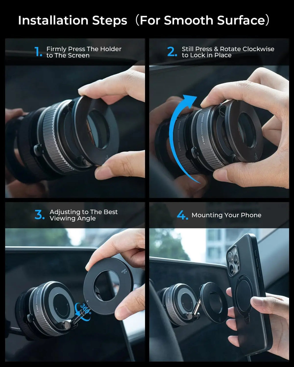 Magnetic Car Phone Holder – Foldable, 360° Adjustable, Universal Mount
