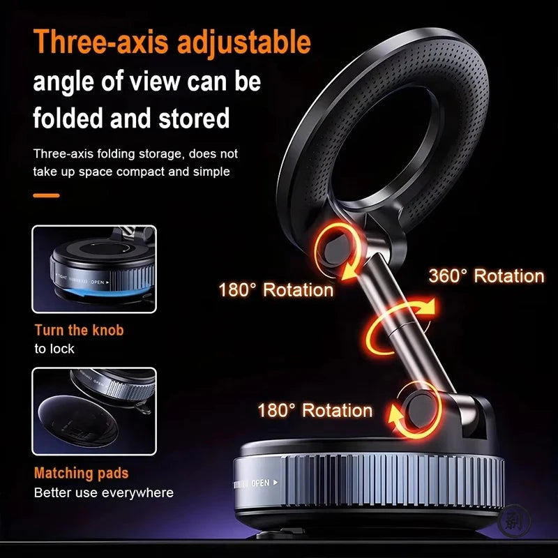 Magnetic Car Phone Holder – 360° Rotation, Strong Suction, Universal