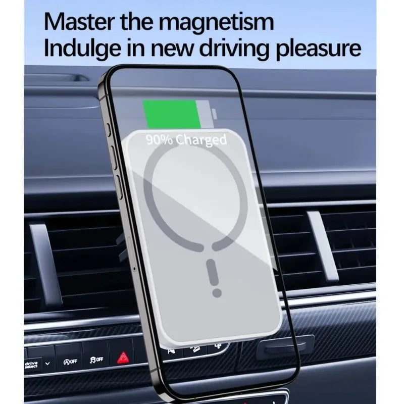Magnetic Wireless Car Charger – MagSafe Compatible, Fast Charging, Air Vent Mount