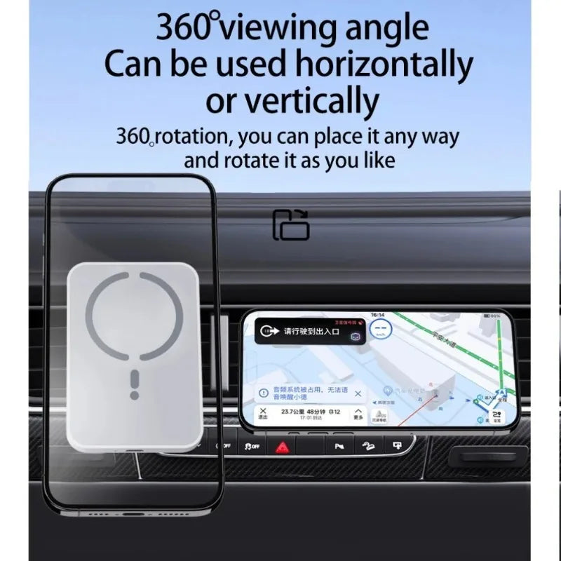 Magnetic Wireless Car Charger – MagSafe Compatible, Fast Charging, Air Vent Mount