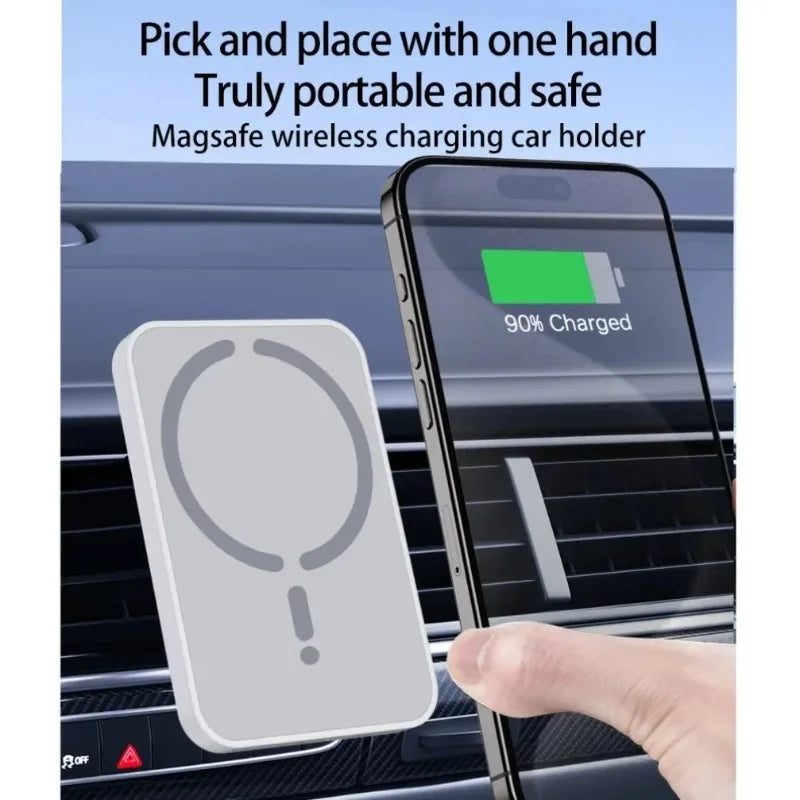 Magnetic Wireless Car Charger – MagSafe Compatible, Fast Charging, Air Vent Mount