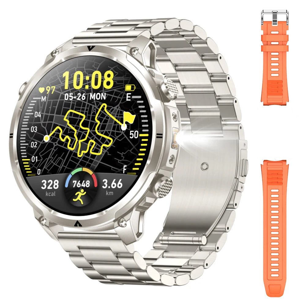 Luxury Military GPS Men Smartwatch Wrist Fitness Clock BT Call 1ATM Waterproof Sports Smart Watches for Android IOS Phones 2026