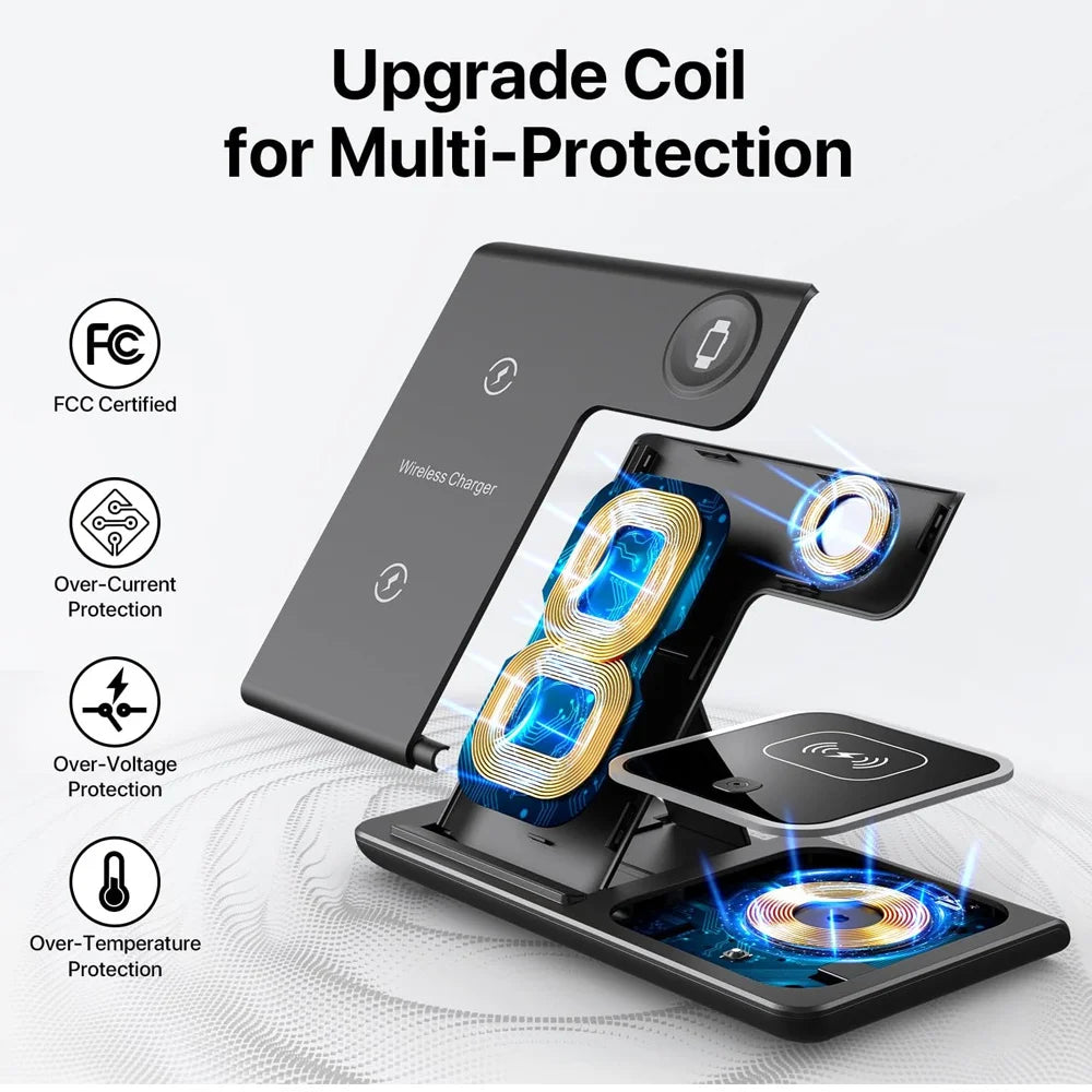 3-in-1 Wireless Charging Station – Fast LED Charger for iPhone, Apple Watch & AirPods