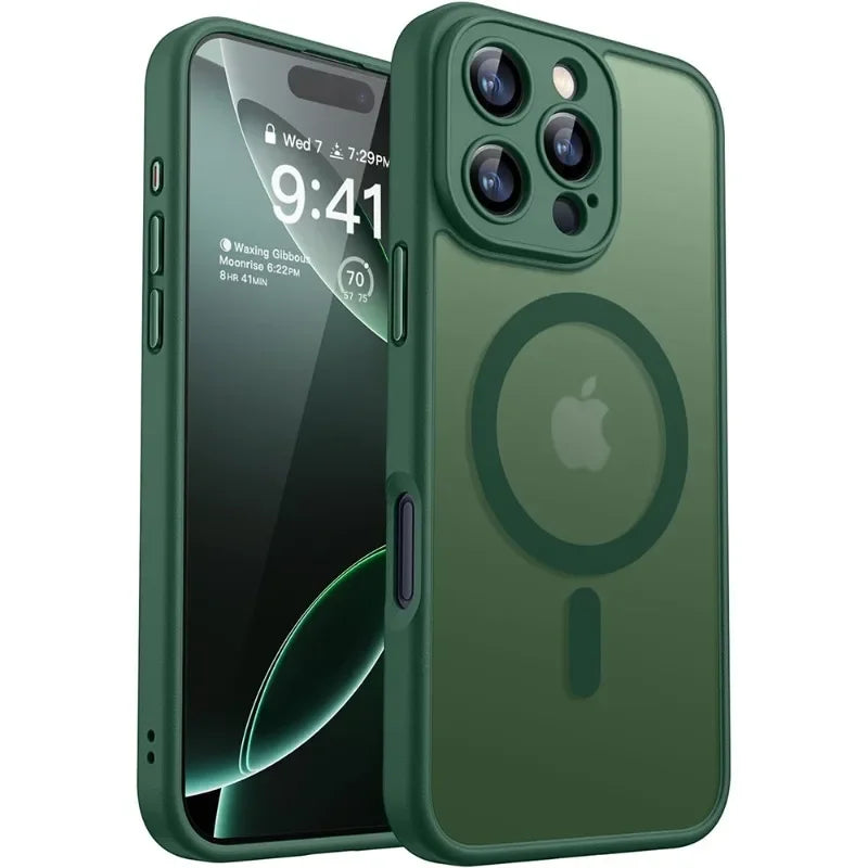 Luxury Frosted Phone Case For iPhone 18 17 17e 16e 16 15 14 13 12 11 Pro Max Plus For Magsafe Matte Transparent Magnetic Cover
