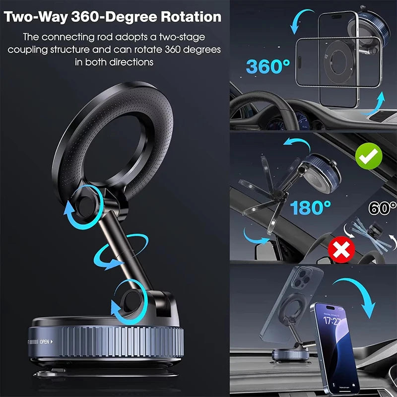 Magnetic Car Phone Holder – 360° Rotation, Strong Suction, Universal