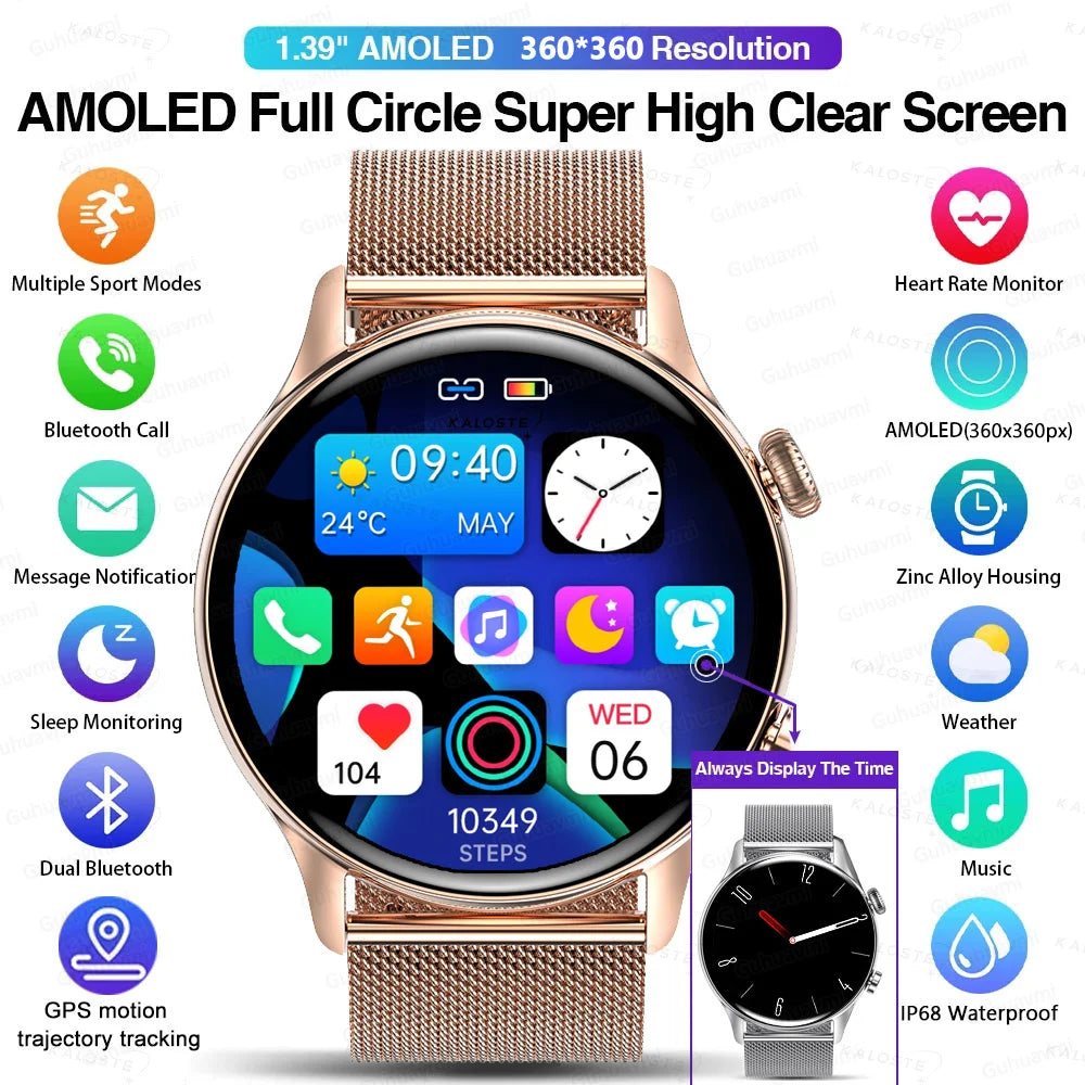 AMOLED Smartwatch – Bluetooth Calling, Heart Rate & IP68 Waterproof | Android & iOS
