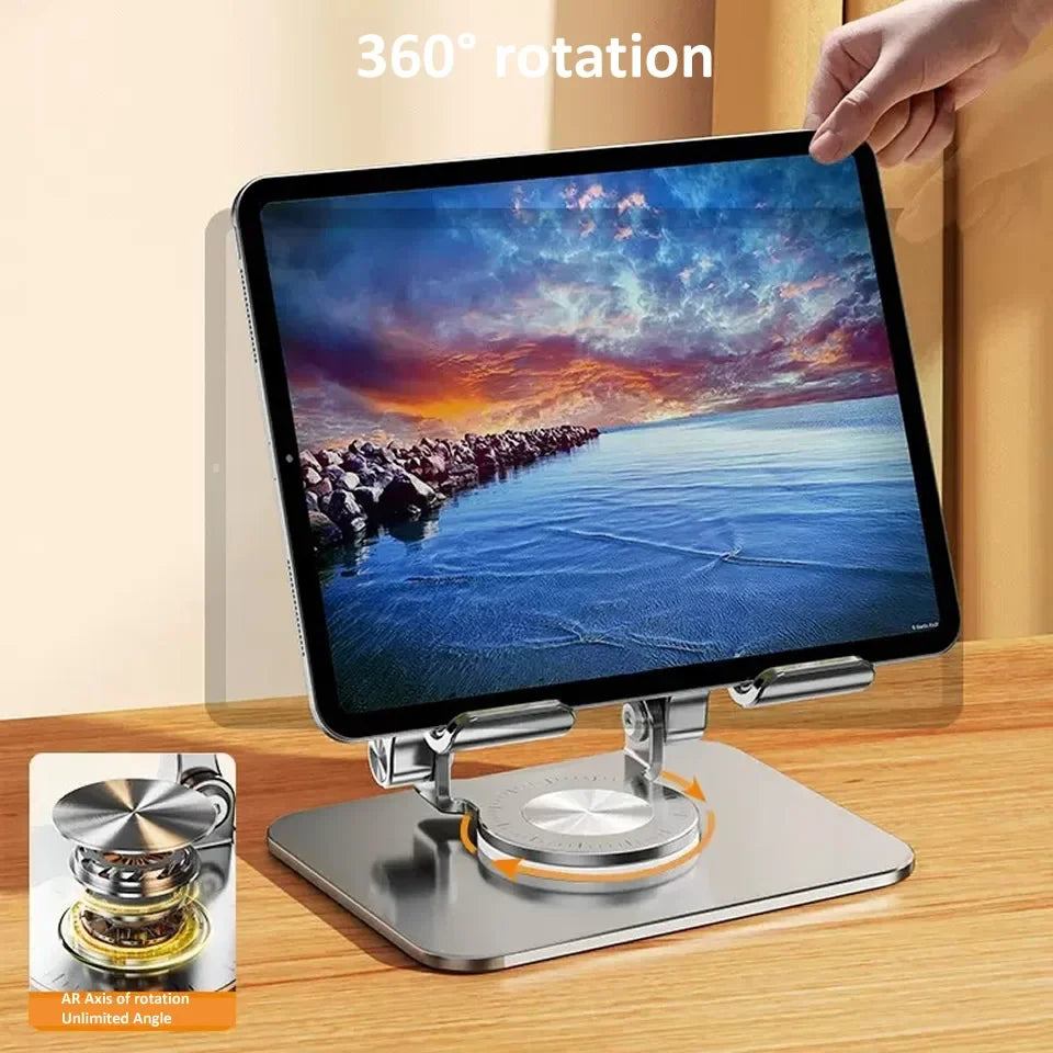 360° Rotating Tablet Stand – Adjustable Aluminium Holder for iPad Pro, Air & Mini