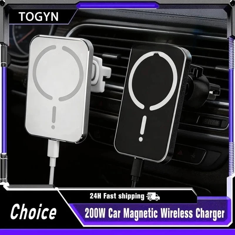 Magnetic Wireless Car Charger – MagSafe Compatible, Fast Charging, Air Vent Mount